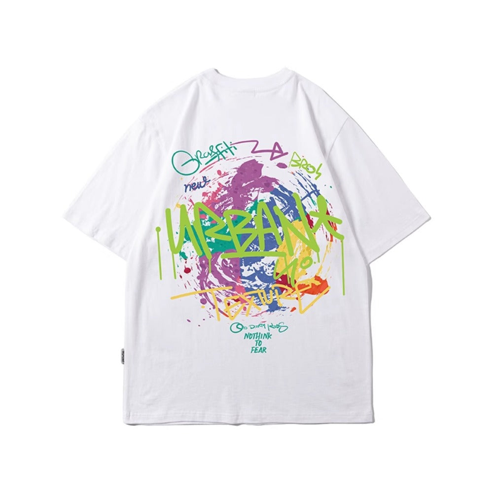 Street Philanthropist Graffiti Short Sleeve Men Ins Tide Loose Hip Hop T-Shirt