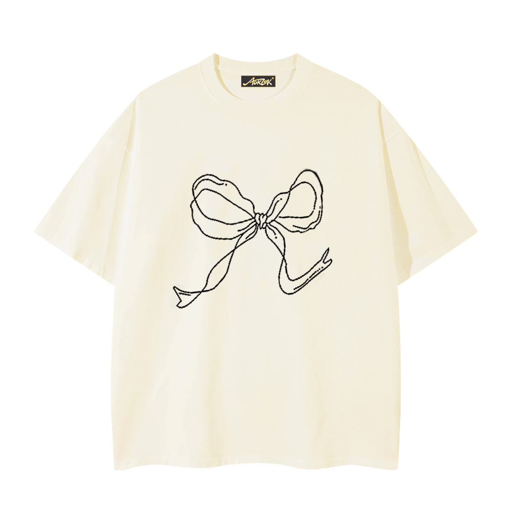 Women's Simple Bow Print T-Shirt