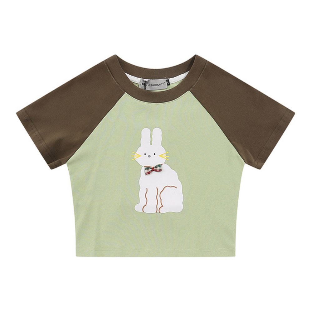 Women's Cute Rabbit Panel Cropped Top