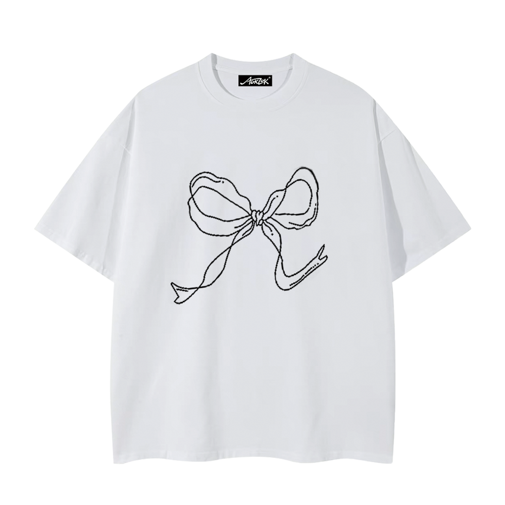 Women's Simple Bow Print T-Shirt