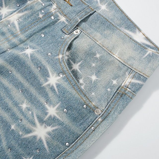 LoopStone Crystal Wash Wide-Leg Shining Stars Jeans