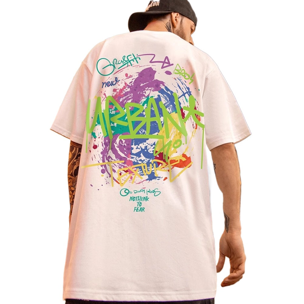 Street Philanthropist Graffiti Short Sleeve Men Ins Tide Loose Hip Hop T-Shirt