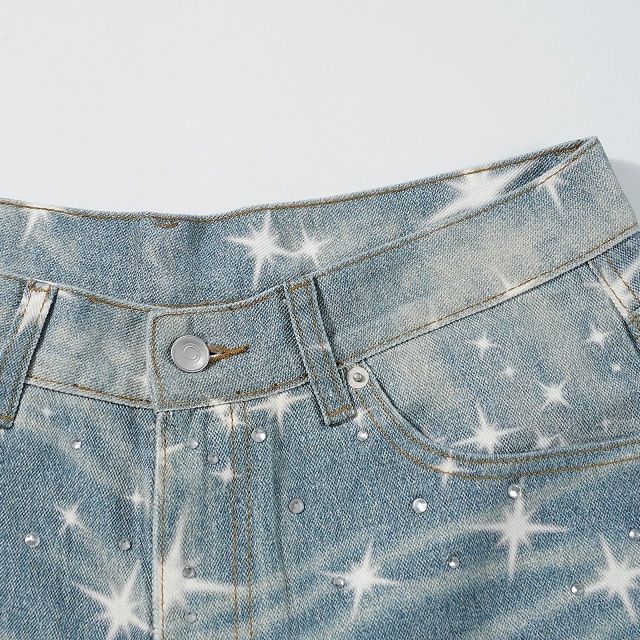 LoopStone Crystal Wash Wide-Leg Shining Stars Jeans