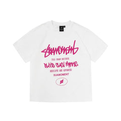 Street Philanthropist Scratch Graffiti Letter Print Short Sleeve Details