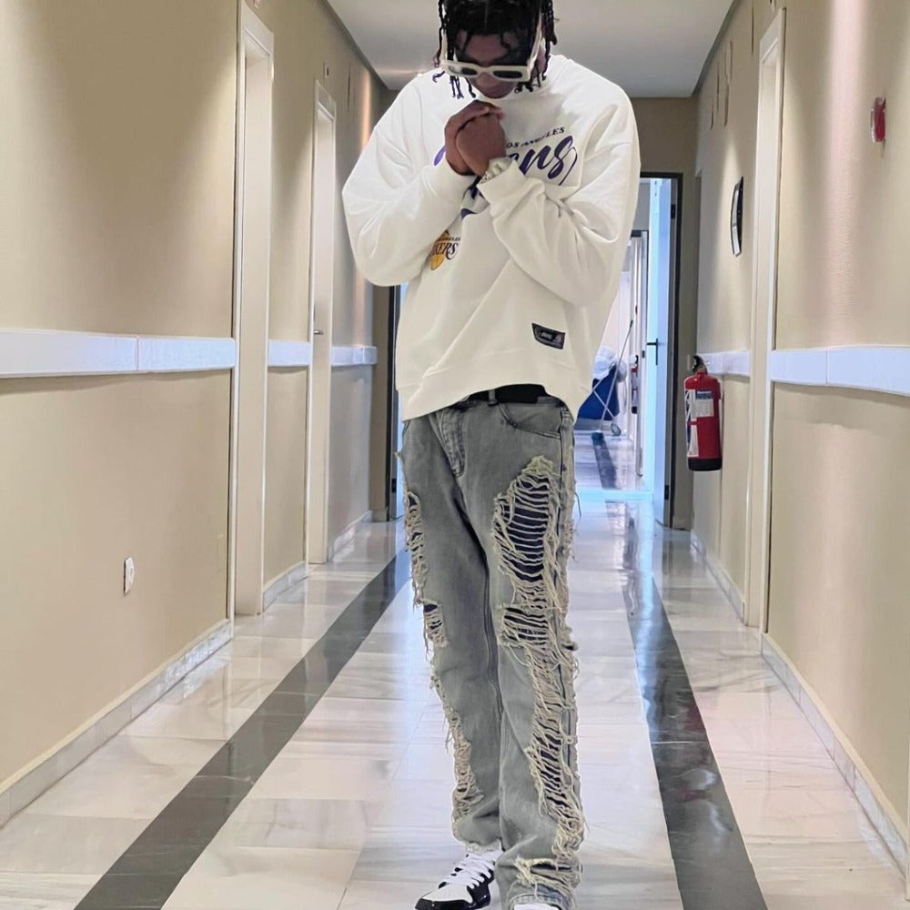 PM | Street Side Ripped Straight Jeans