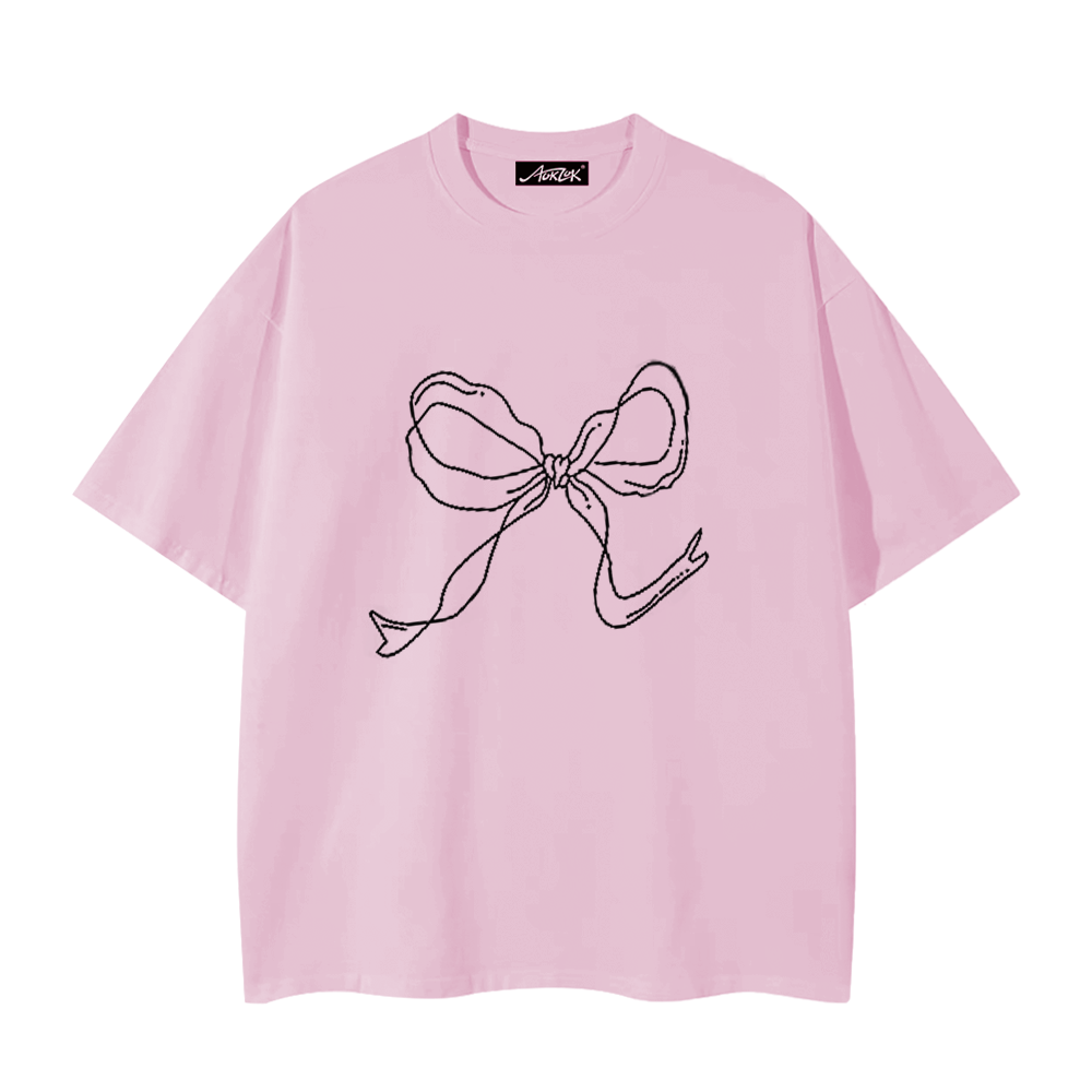 Women's Simple Bow Print T-Shirt