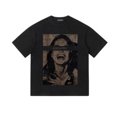 Street Philanthropist Print Oversize Short Sleeve T-Shirt Summer Loose Trend Versatile Details