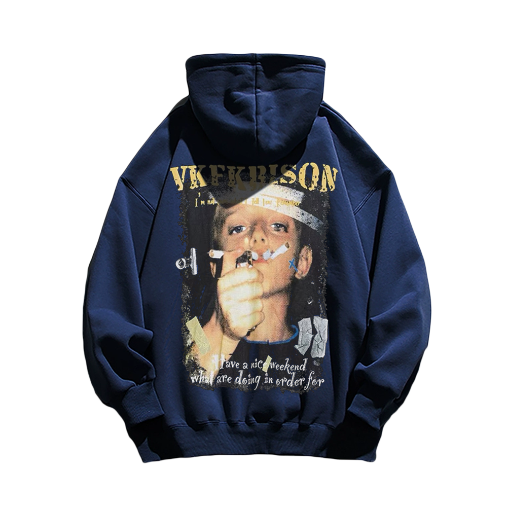 Street Smoking Boys Print Hoodie