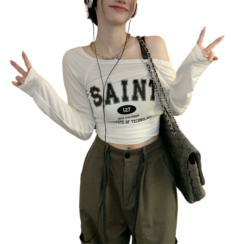 Women's Simple Letter Print Long Sleeve Shirt