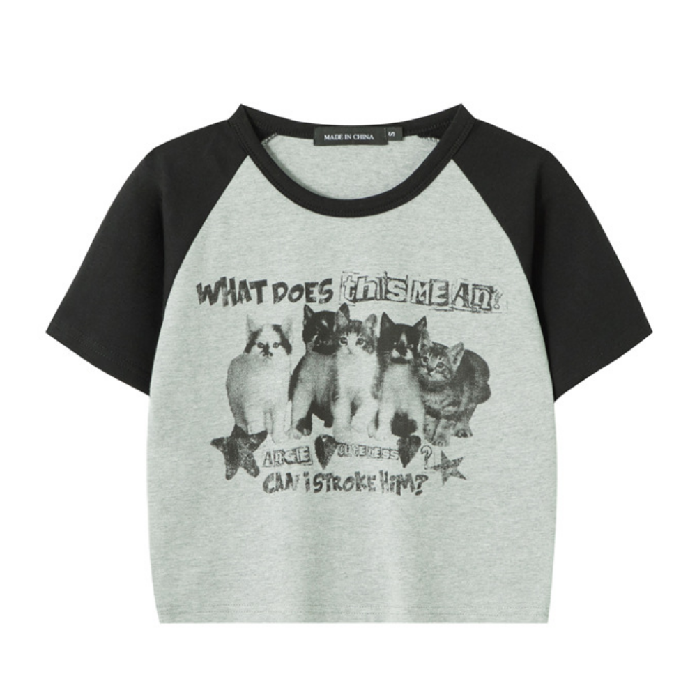 Women's Vintage Cat Print T-shirt