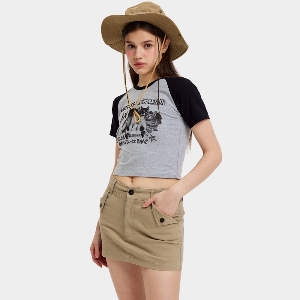 Women's Vintage Cat Print T-shirt