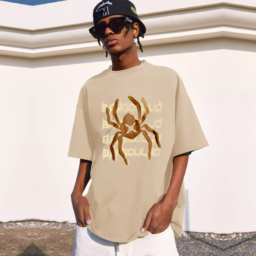 Cartoon Spider Letter Print T-shirt