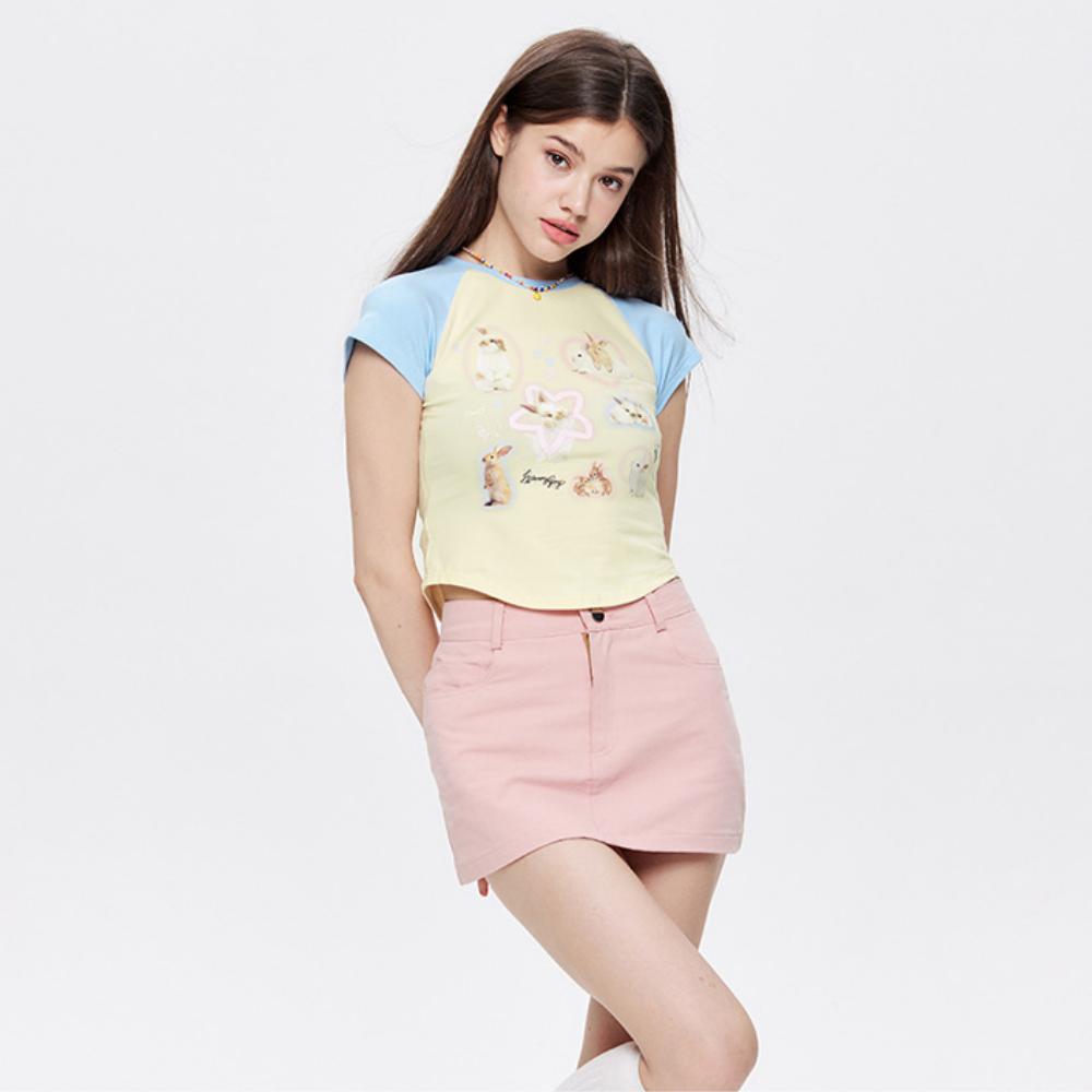 Women's Color Block Bunny T-shirt
