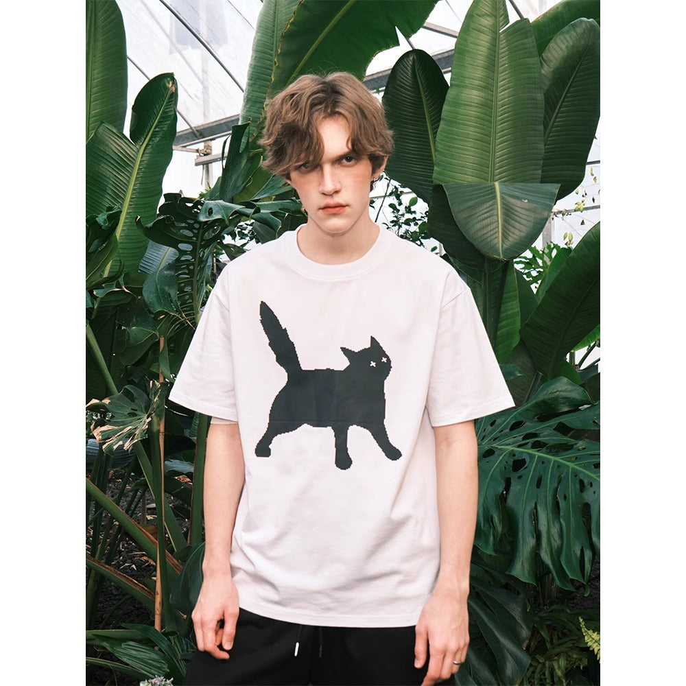 Street Philanthropist Cat Style Cat Print Short Sleeve