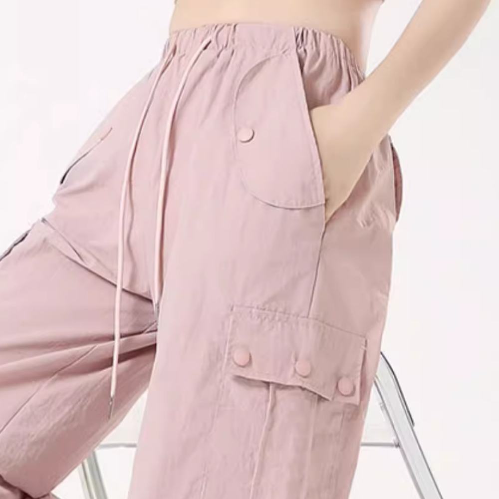 Women's American Spice Girl Solid Color Slim Cargo Pants