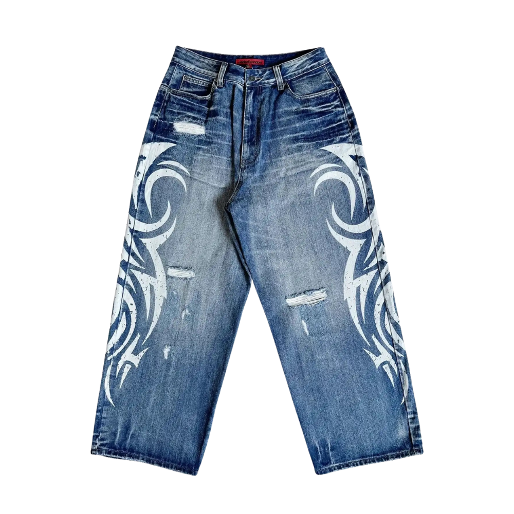 Unseen Echoes Tribal Flame Denim