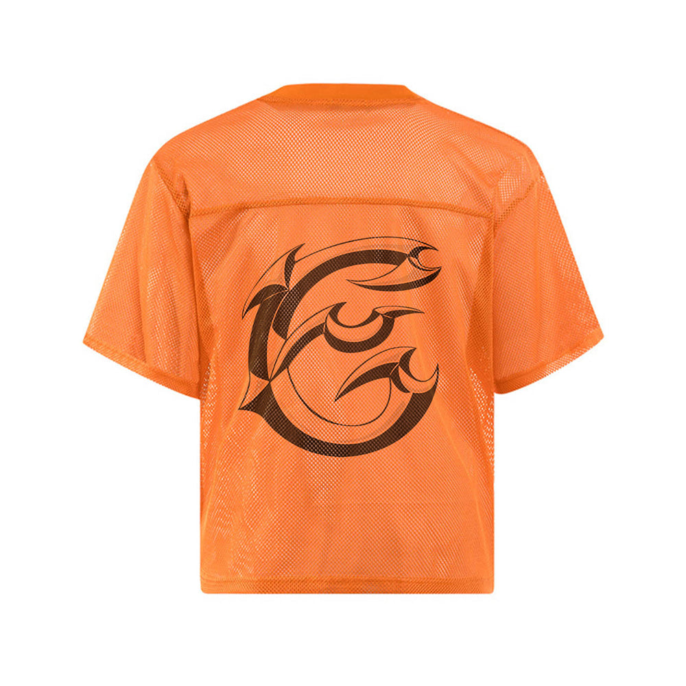 Evokyn Jersey Lucky Letter Print Quick Dry V-neck T-shirt