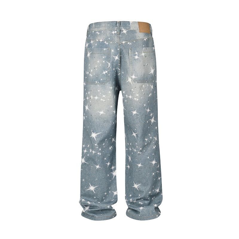 LoopStone Crystal Wash Wide-Leg Shining Stars Jeans