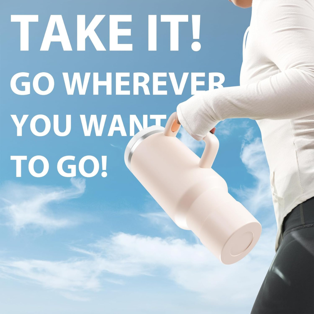 Tumbler With Handle 40 oz Travel Mug Straw Covers Cup with Lid Insulated Quencher Stainless Steel Water Iced Tea Coffee Gift