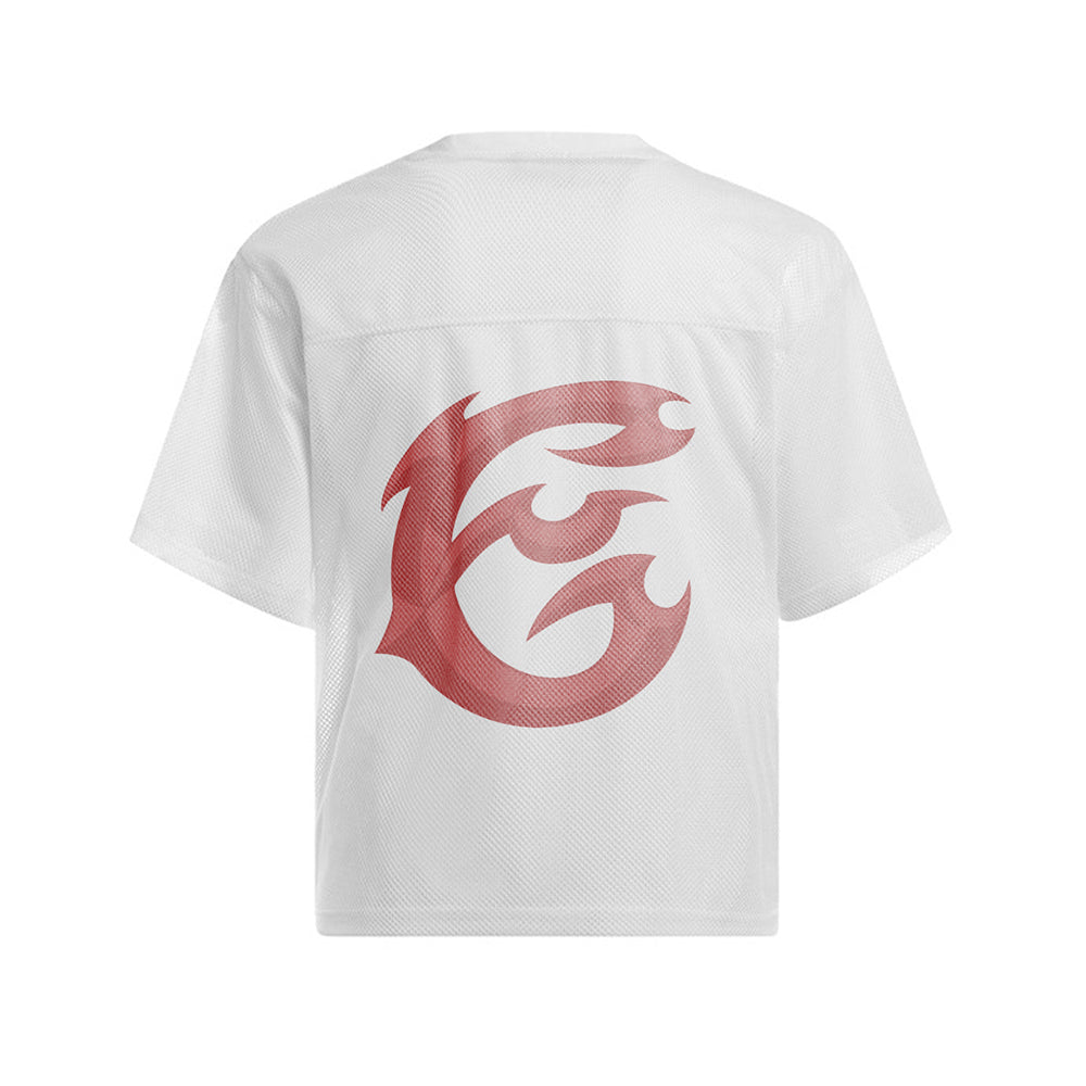 Evokyn Jersey Lucky Letter Print Quick Dry V-neck T-shirt