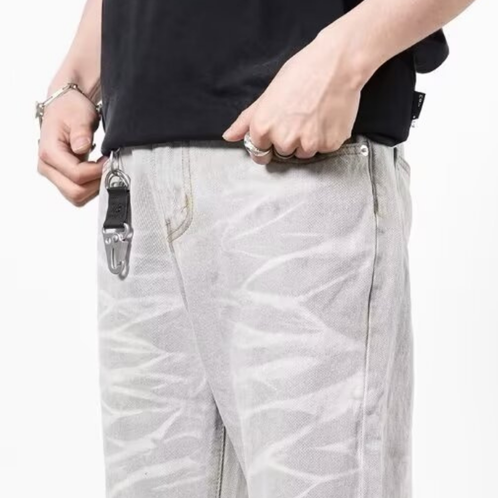 DF|Smoky Grey Lightning Texture Jeans