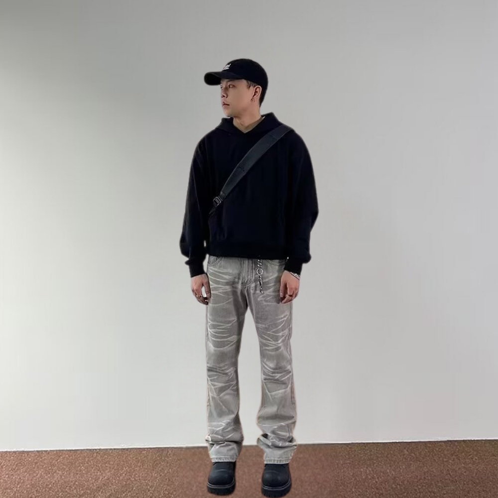 DF|Smoky Grey Lightning Texture Jeans