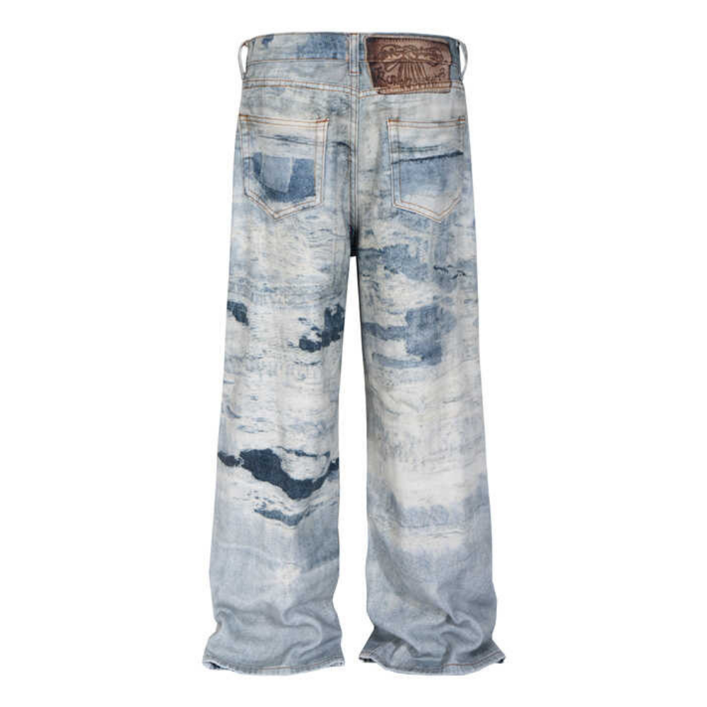 DF |Digital Print Cloud Ink Graffiti Jeans