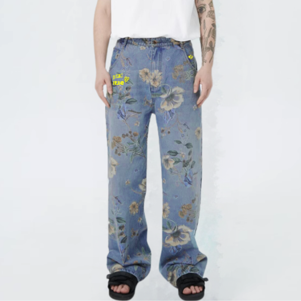 DF High Street Floral Print Wide Leg Jeans