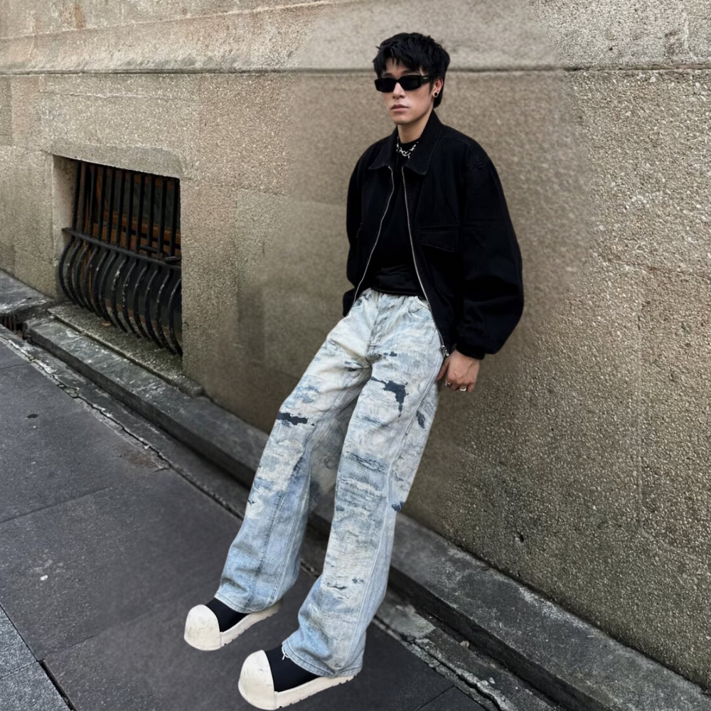 DF |Digital Print Cloud Ink Graffiti Jeans