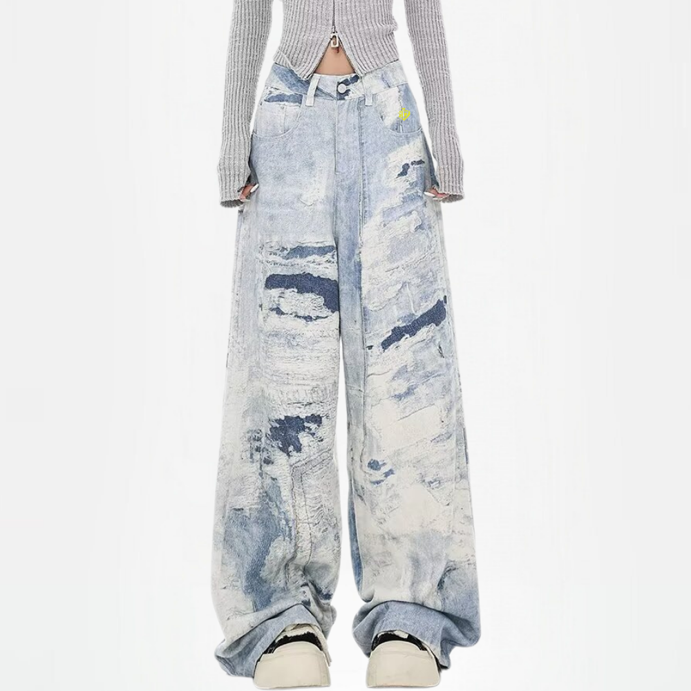 DF |Digital Print Cloud Ink Graffiti Jeans