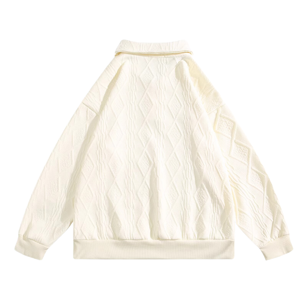 Simple Pattern Solid Color Polo Sweatshirt
