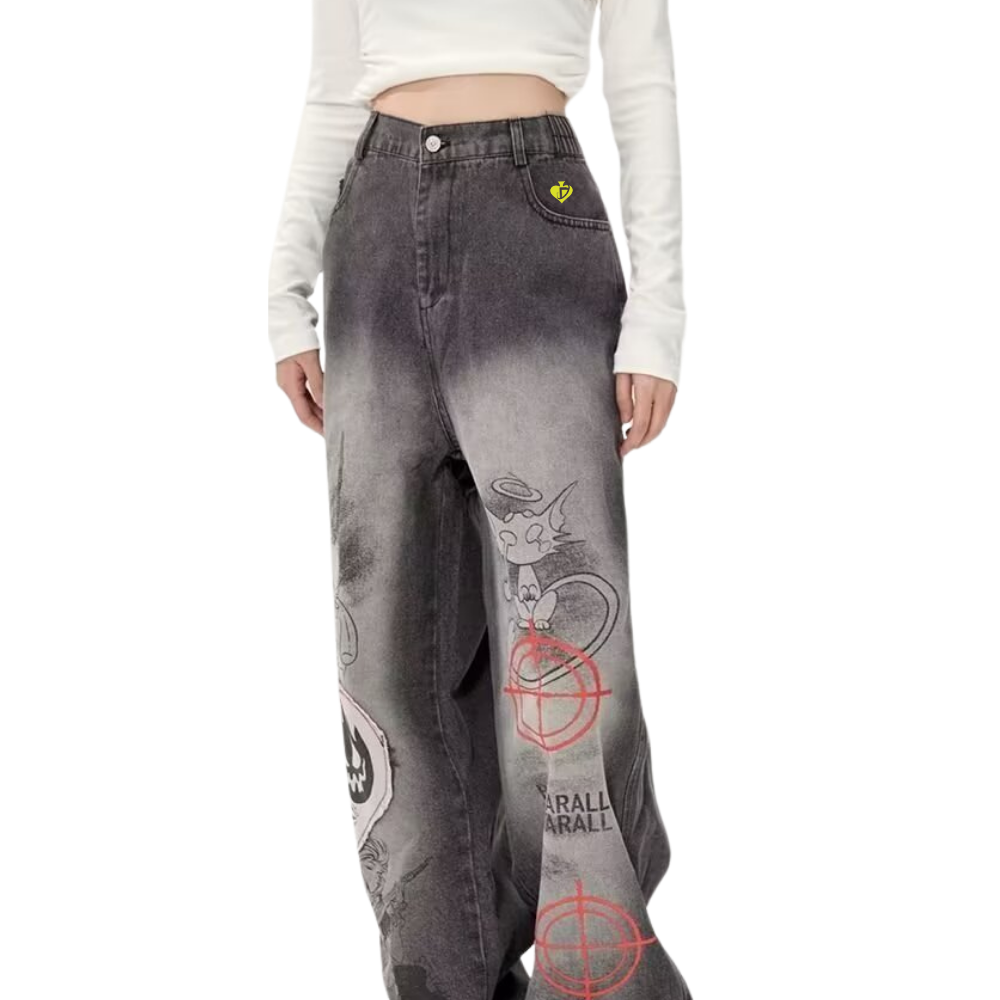 DF|Hip-Hop Graffiti Patch Jeans