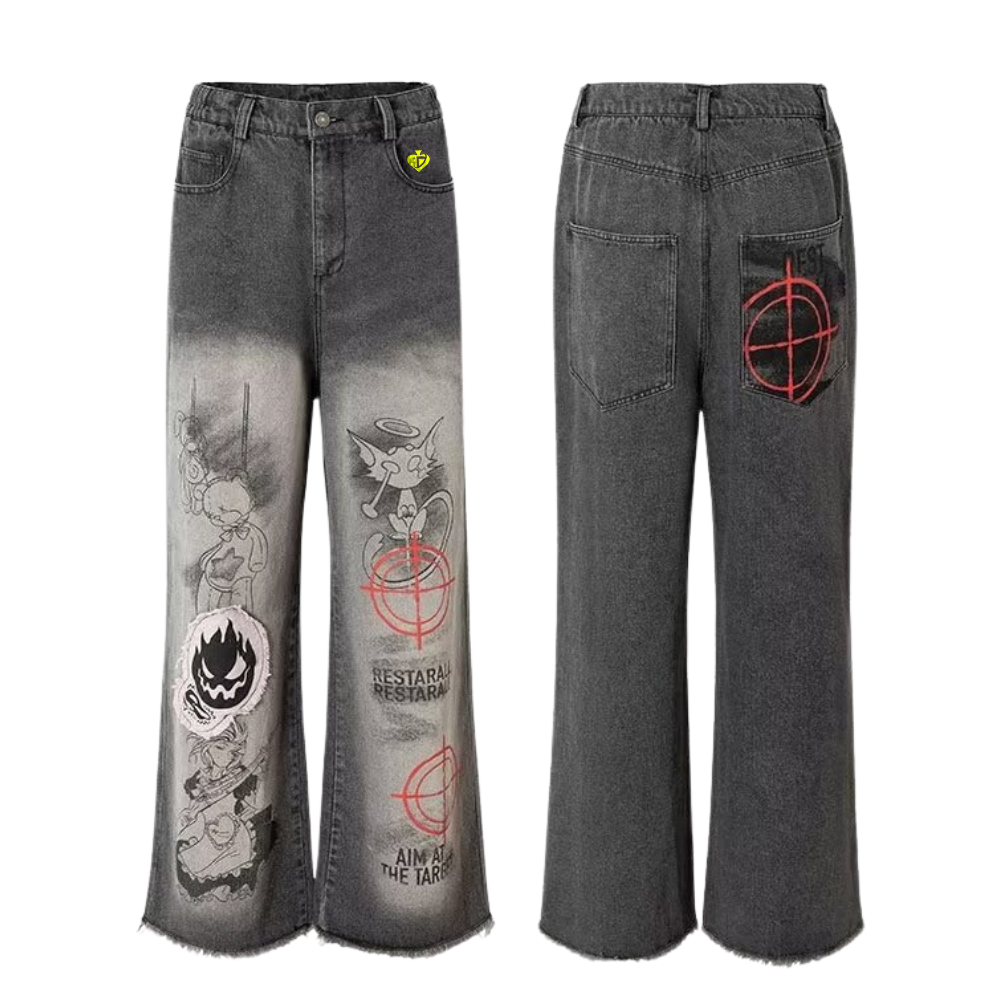DF|Hip-Hop Graffiti Patch Jeans