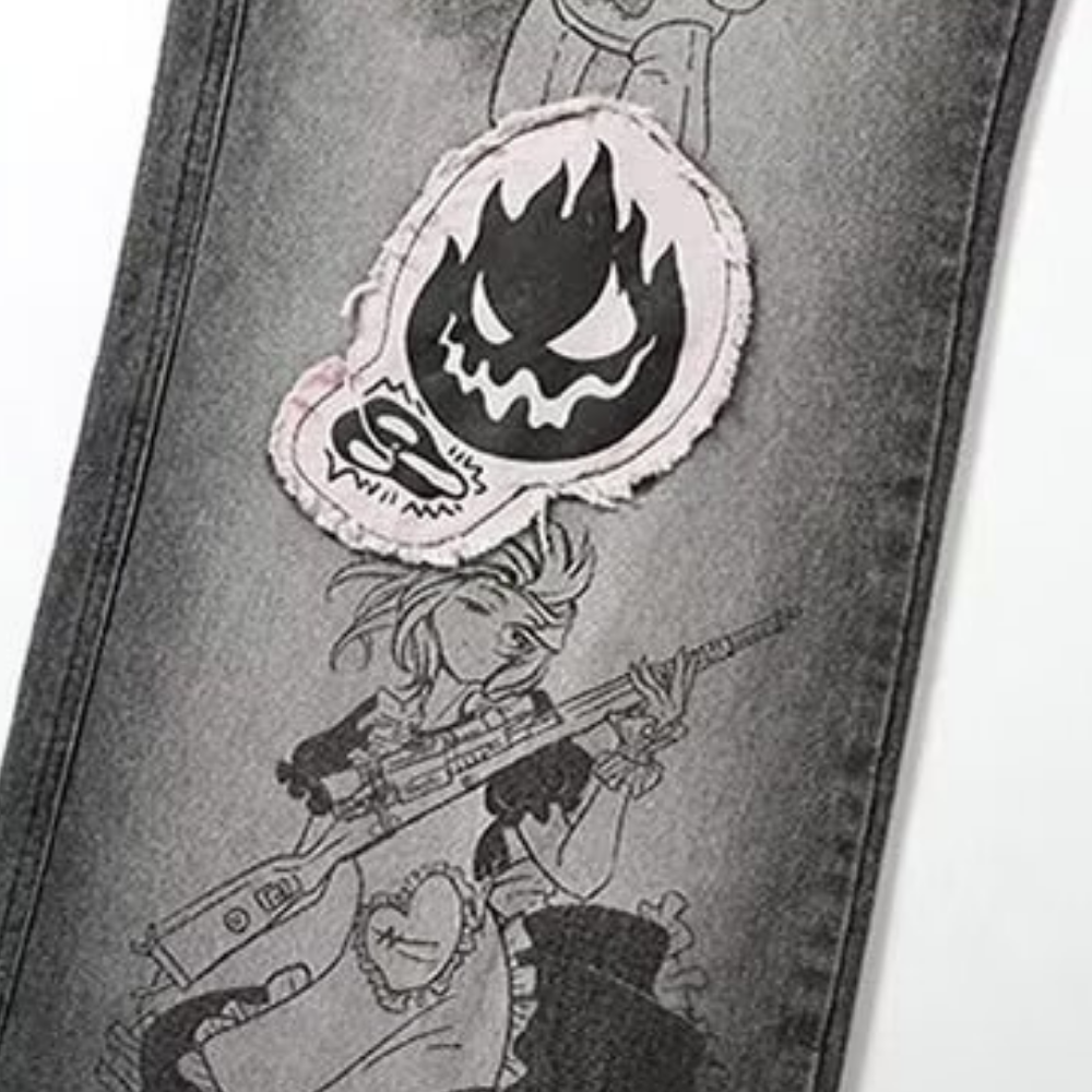 DF|Hip-Hop Graffiti Patch Jeans