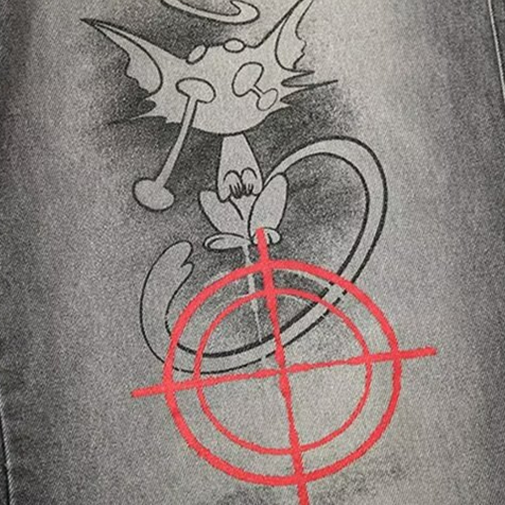 DF|Hip-Hop Graffiti Patch Jeans