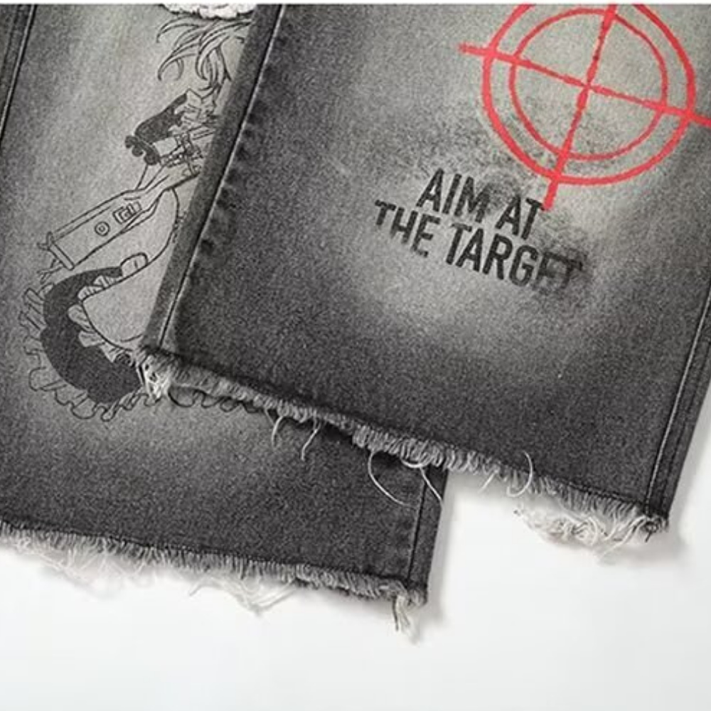 DF|Hip-Hop Graffiti Patch Jeans