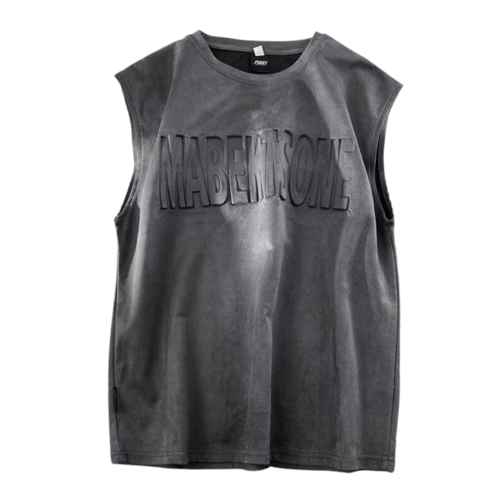 Simple Lettering Suede Vest