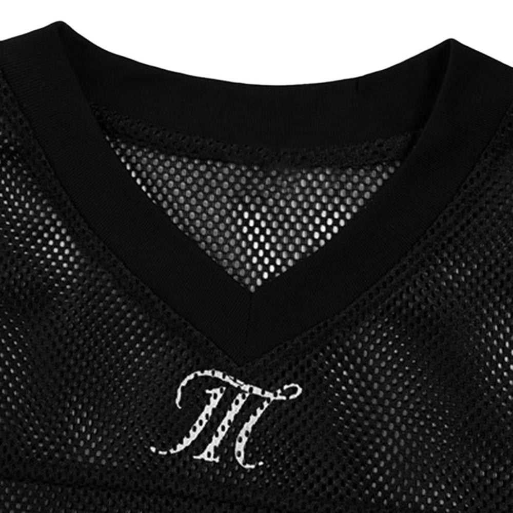 Evokyn Jersey Lucky Letter Print Quick Dry V-neck T-shirt