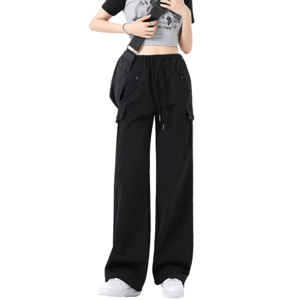 Women's American Spice Girl Solid Color Slim Cargo Pants