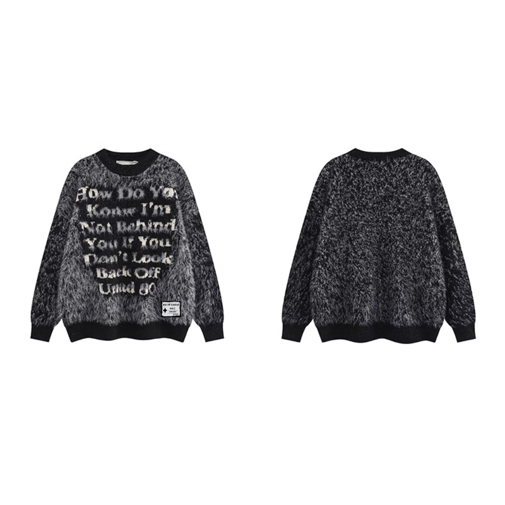 OOC' Vintage Letter Jacquard Loose Crewneck Sweater