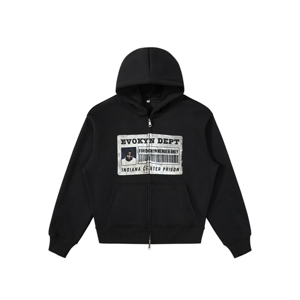 Evokyn Prison ID Zip-Up Hoodie