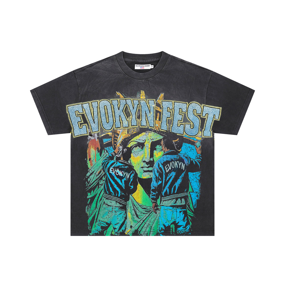 Evokyn Fest Statue Graphic Oversized T-Shirt
