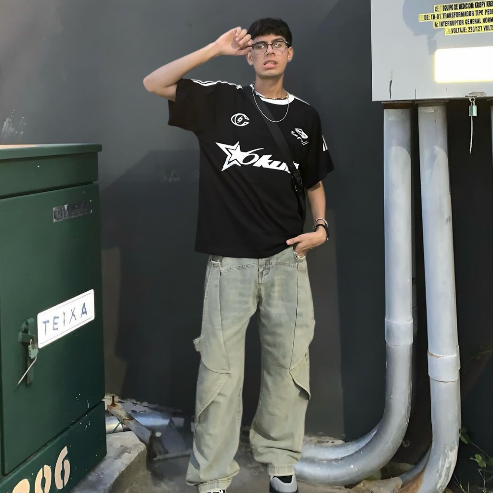 DF|Functional Solid Color Patchwork Jeans