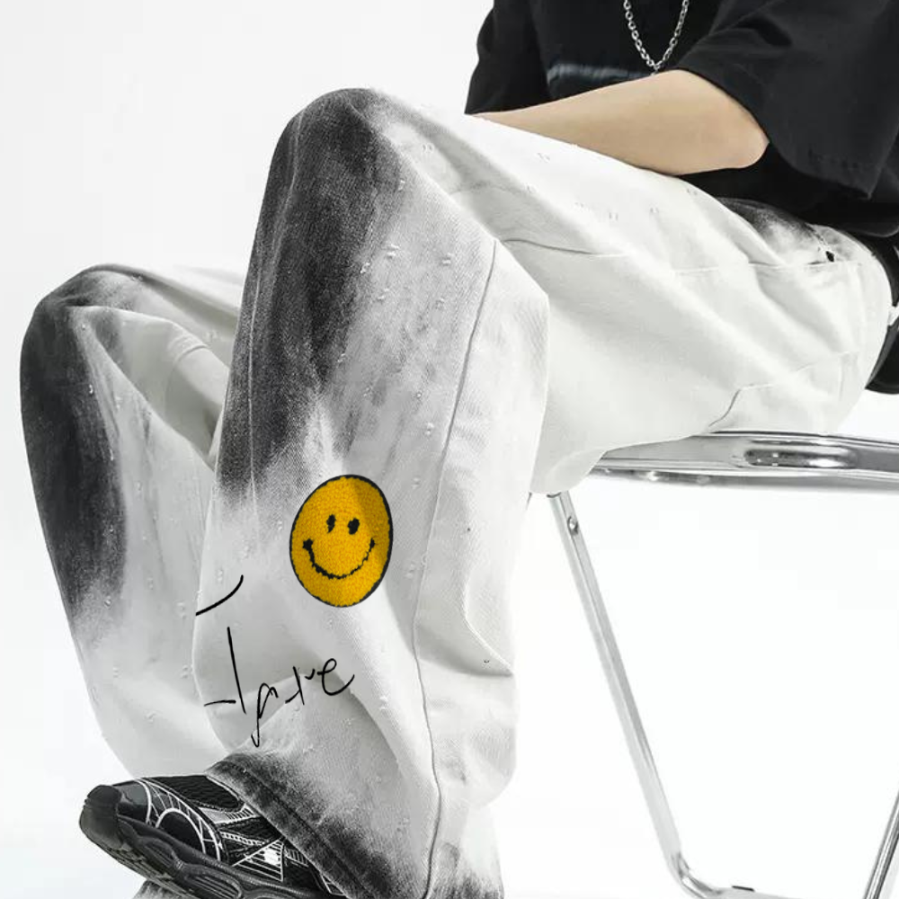 DF| Tie-Dye Keep Smiling Patch Jeans