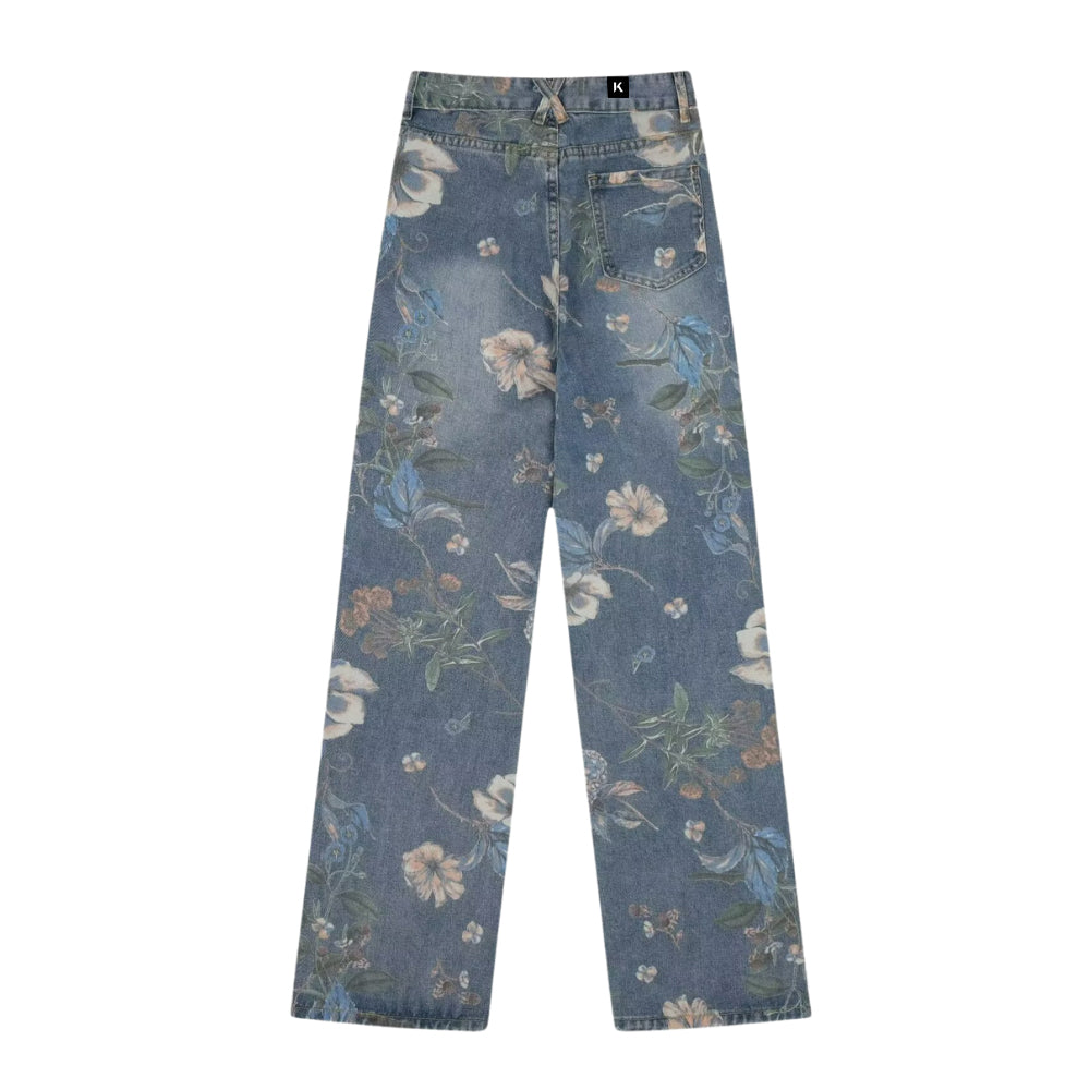 DF High Street Floral Print Wide Leg Jeans
