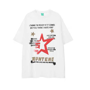 Retro Star Letter Print T-Shirt