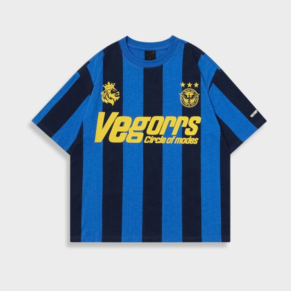 Evokyn Veggors Striped Vintage Football Tee