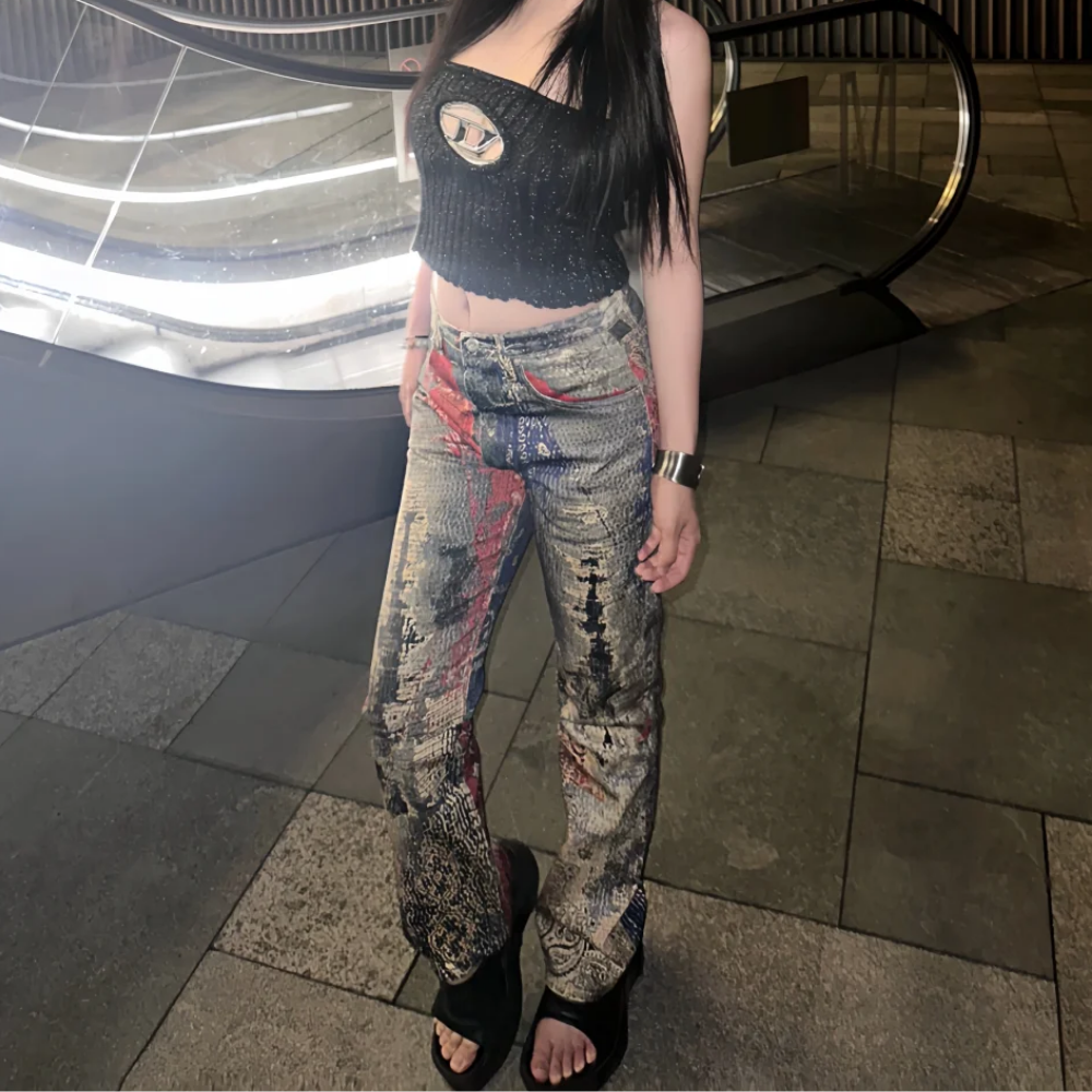 DF |Vibe Paisley Digital Print Jeans