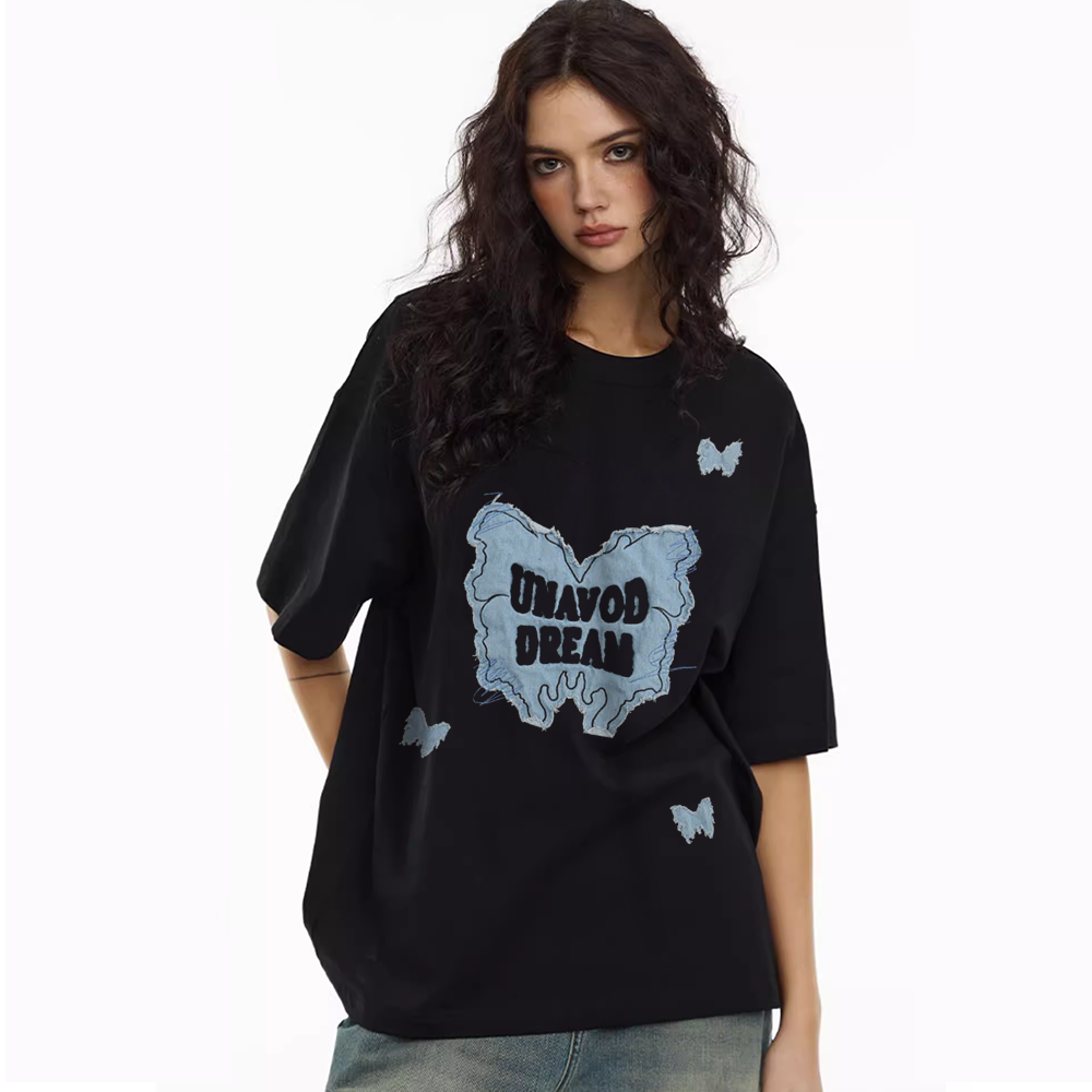 Butterfly Denim Patch T-Shirt