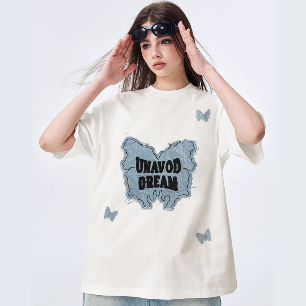 Butterfly Denim Patch T-Shirt